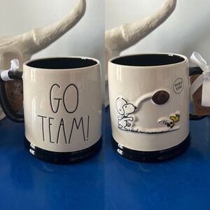 Rae Dunn Peanuts Snoopy Woodstock Football Go Team Double Sided Large Mug